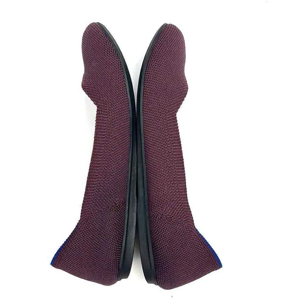 Rothy's The Flat Ballet Shoes Burgundy Round Toe Retired Color Size 6